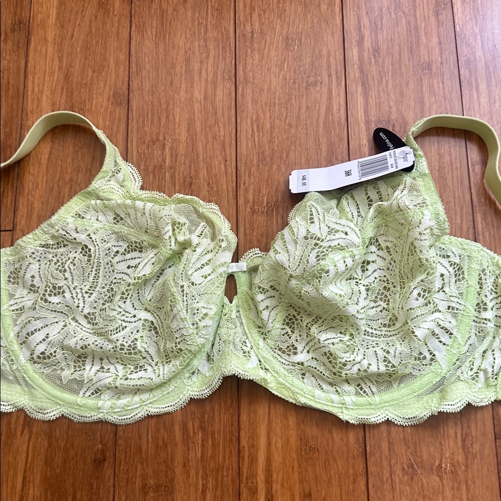 Paramour Felina Lace Underwire Bra in Lime/ Light Green.Size 36 H. New with tags